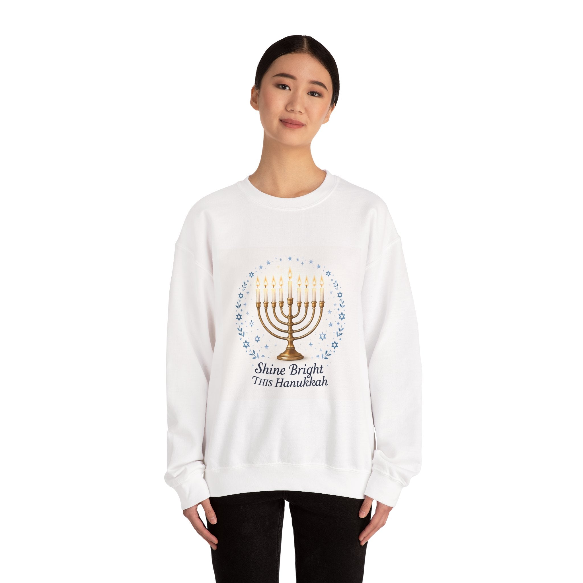 Hanukkah Menorah Sweatshirt – "Shine Bright This Hanukkah" Cozy Holiday Crewneck