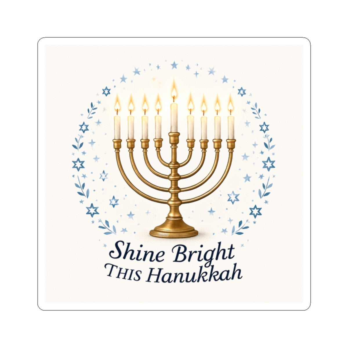 Hanukkah Menorah Sticker - "Shine Bright This Hanukkah" Kiss-Cut Decal
