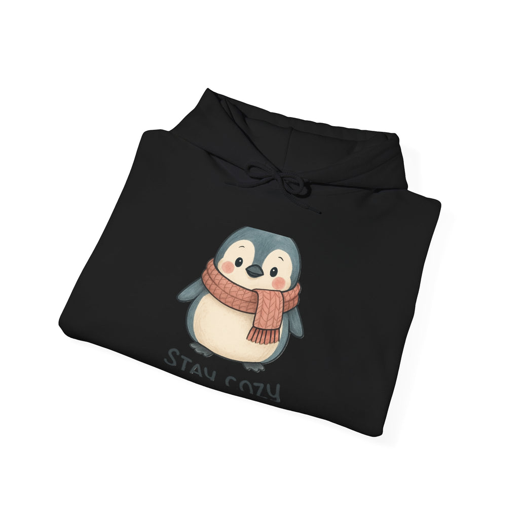 Cozy Scarf Penguin Hoodie | Stay Cozy Penguin Sweatshirt