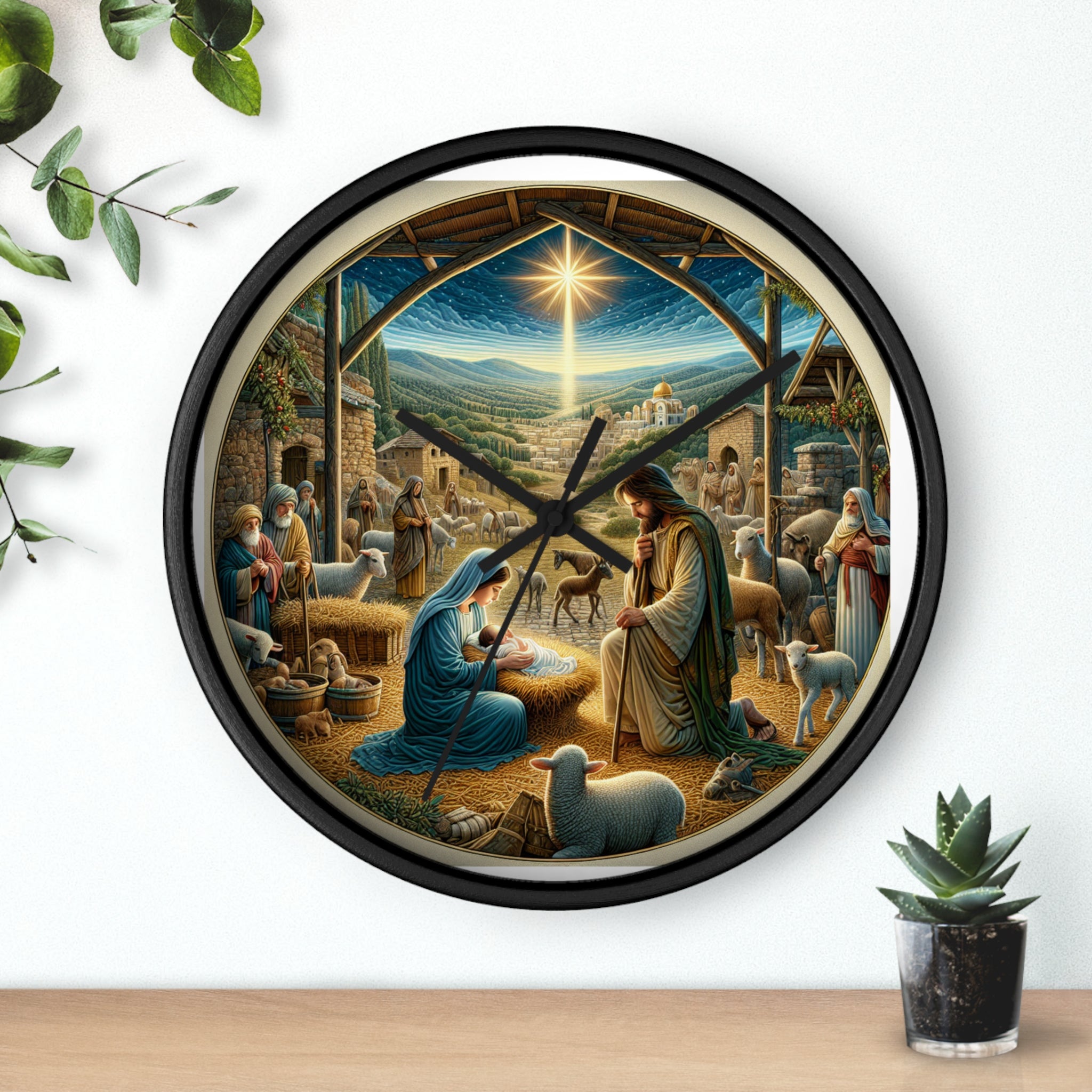 Nativity Scene Wall Clock, Religious Decor, Christmas Gift, Farmhouse Style,