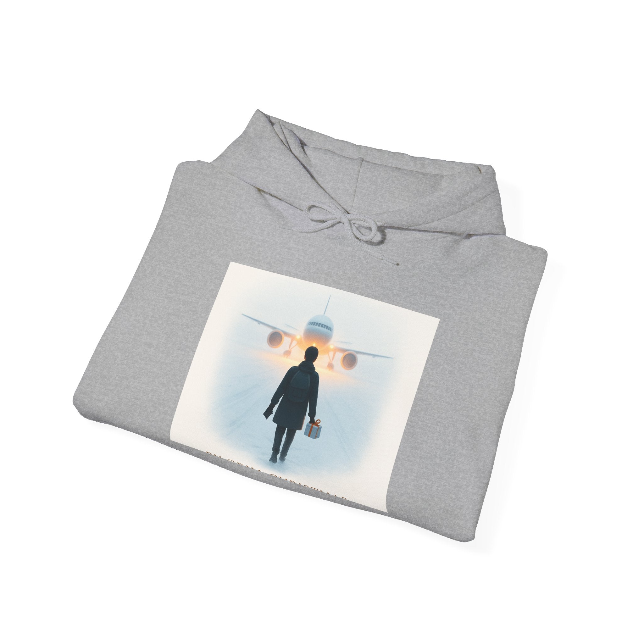 Aviation Traveler Hoodie – Silhouette Walking Toward Plane Graphic Hoodie