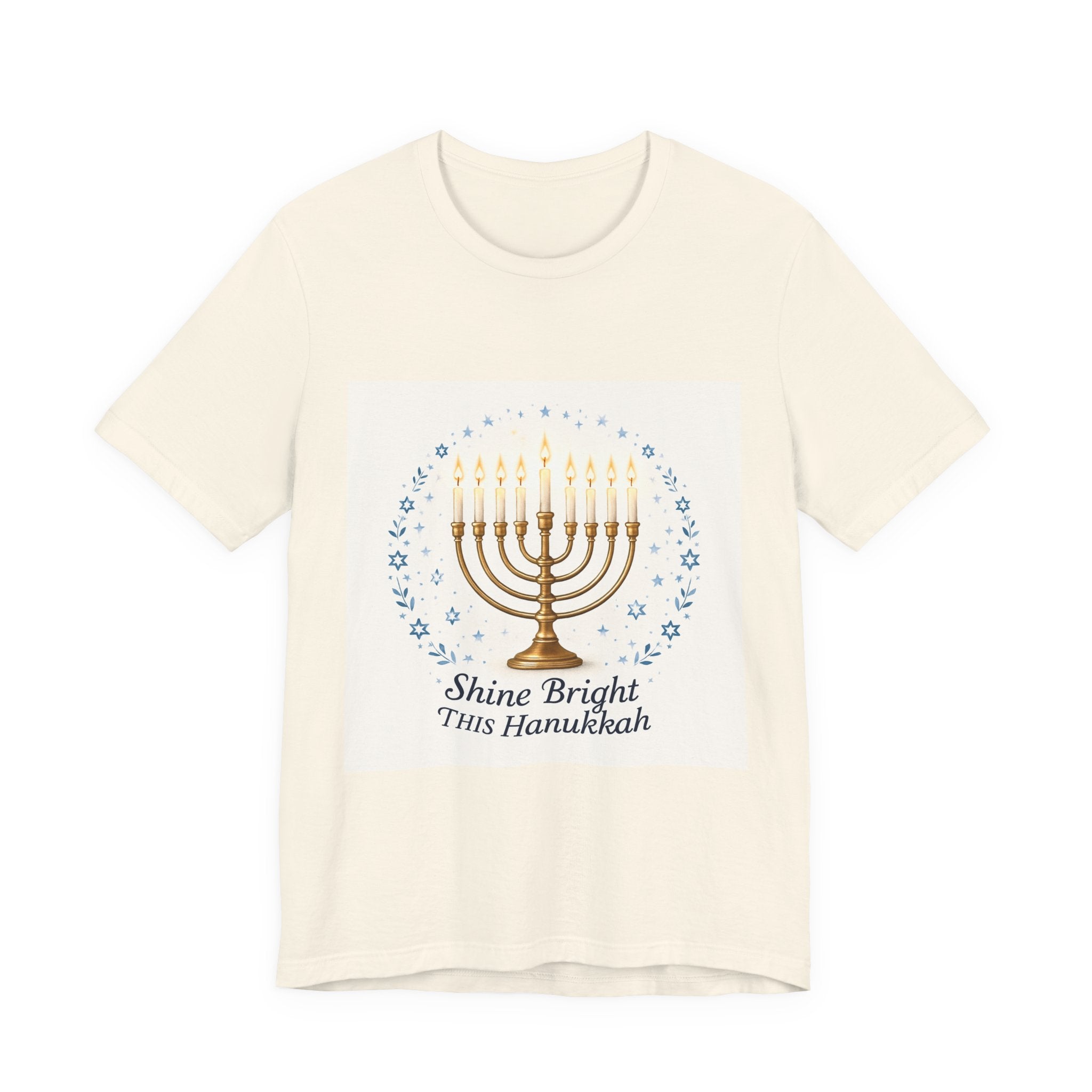 Hanukkah Menorah T‑Shirt — "Shine Bright This Hanukkah" Holiday Tee
