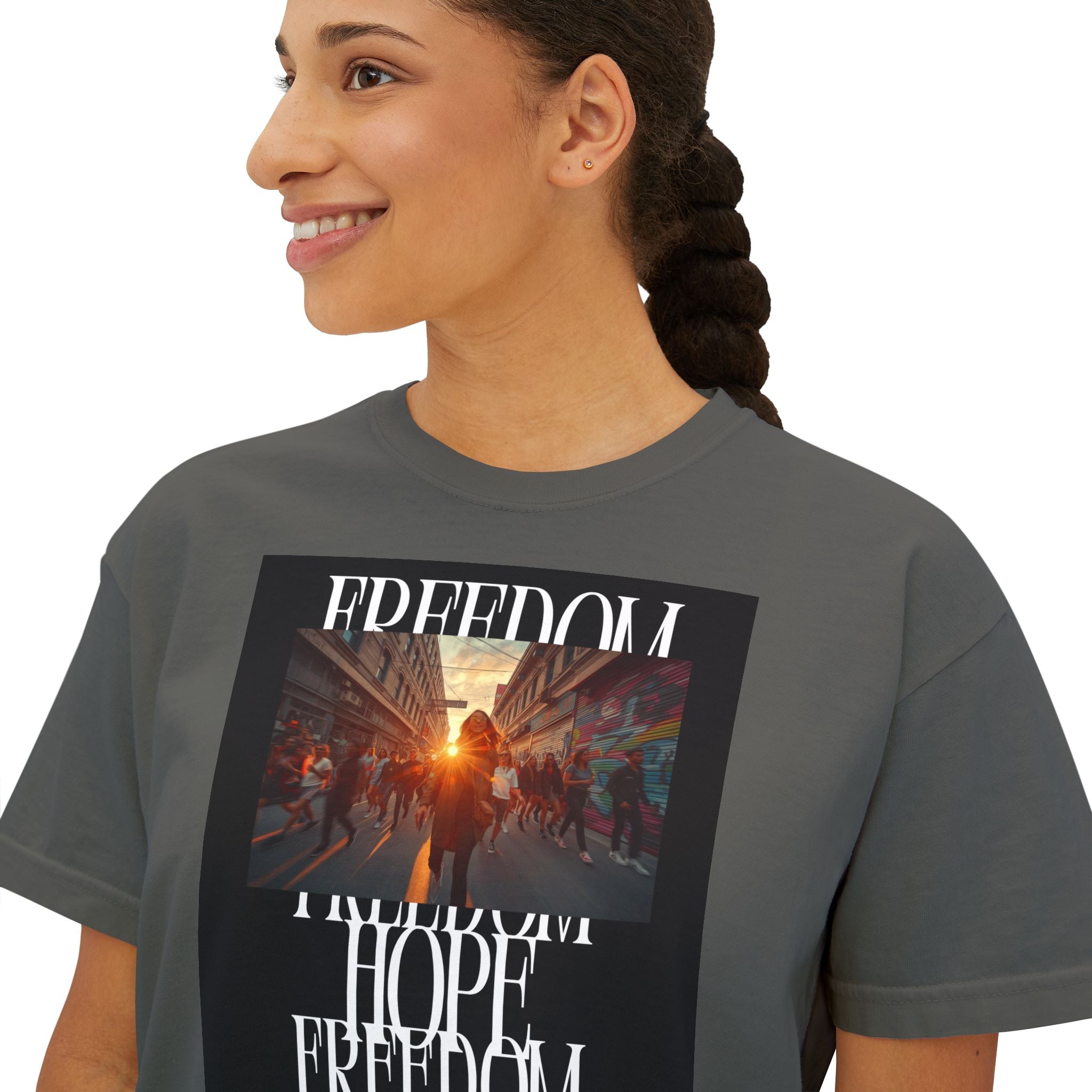 Hope & Freedom Graphic Tee — Women's Boxy T-Shirt