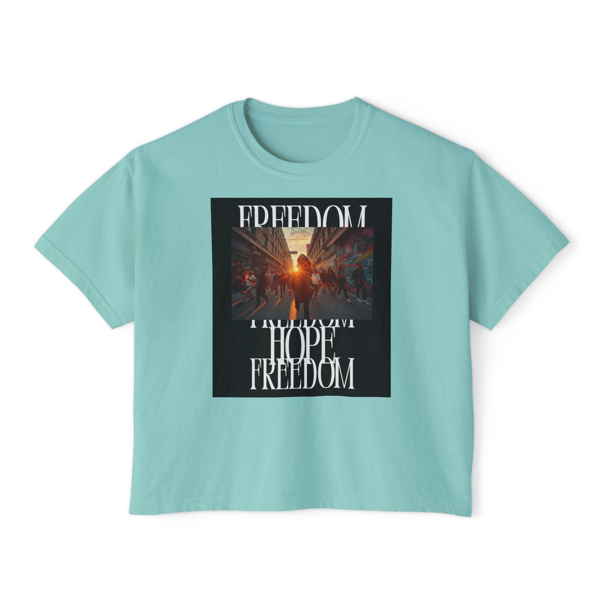 Hope & Freedom Graphic Tee — Women's Boxy T-Shirt