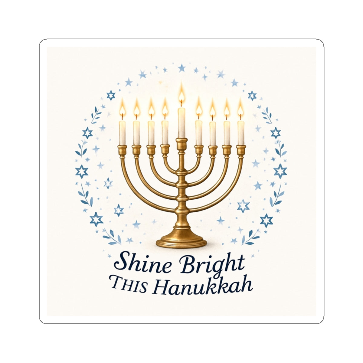 Hanukkah Menorah Sticker - "Shine Bright This Hanukkah" Kiss-Cut Decal
