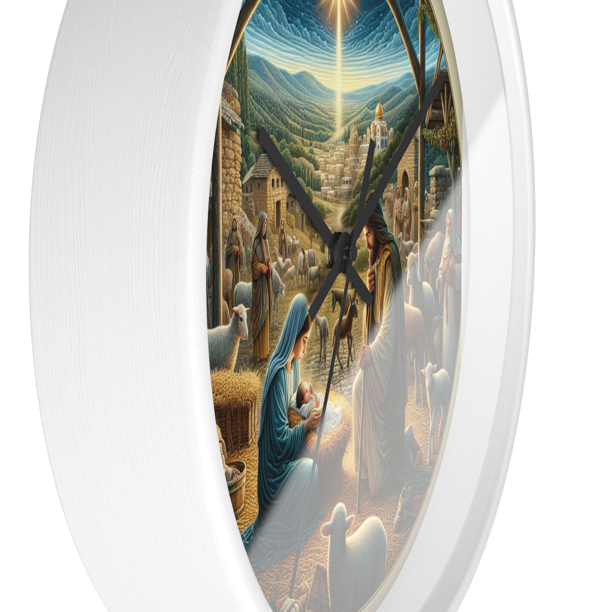 Nativity Scene Wall Clock, Religious Decor, Christmas Gift, Farmhouse Style,