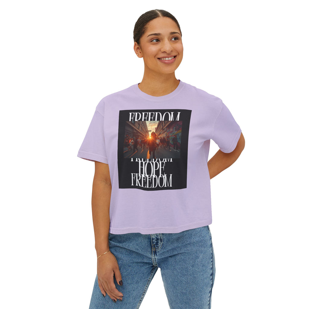Hope & Freedom Graphic Tee — Women's Boxy T-Shirt