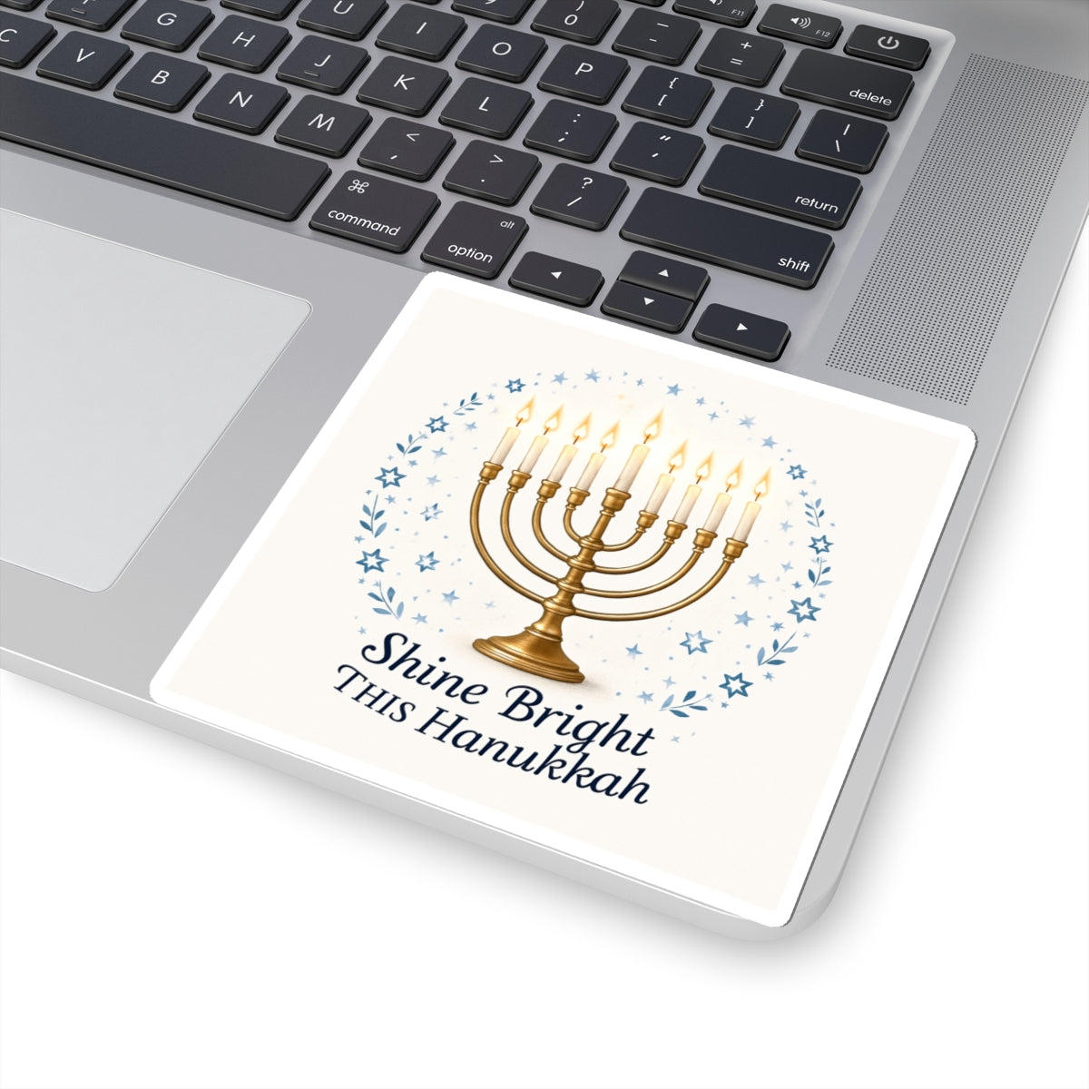 Hanukkah Menorah Sticker - "Shine Bright This Hanukkah" Kiss-Cut Decal