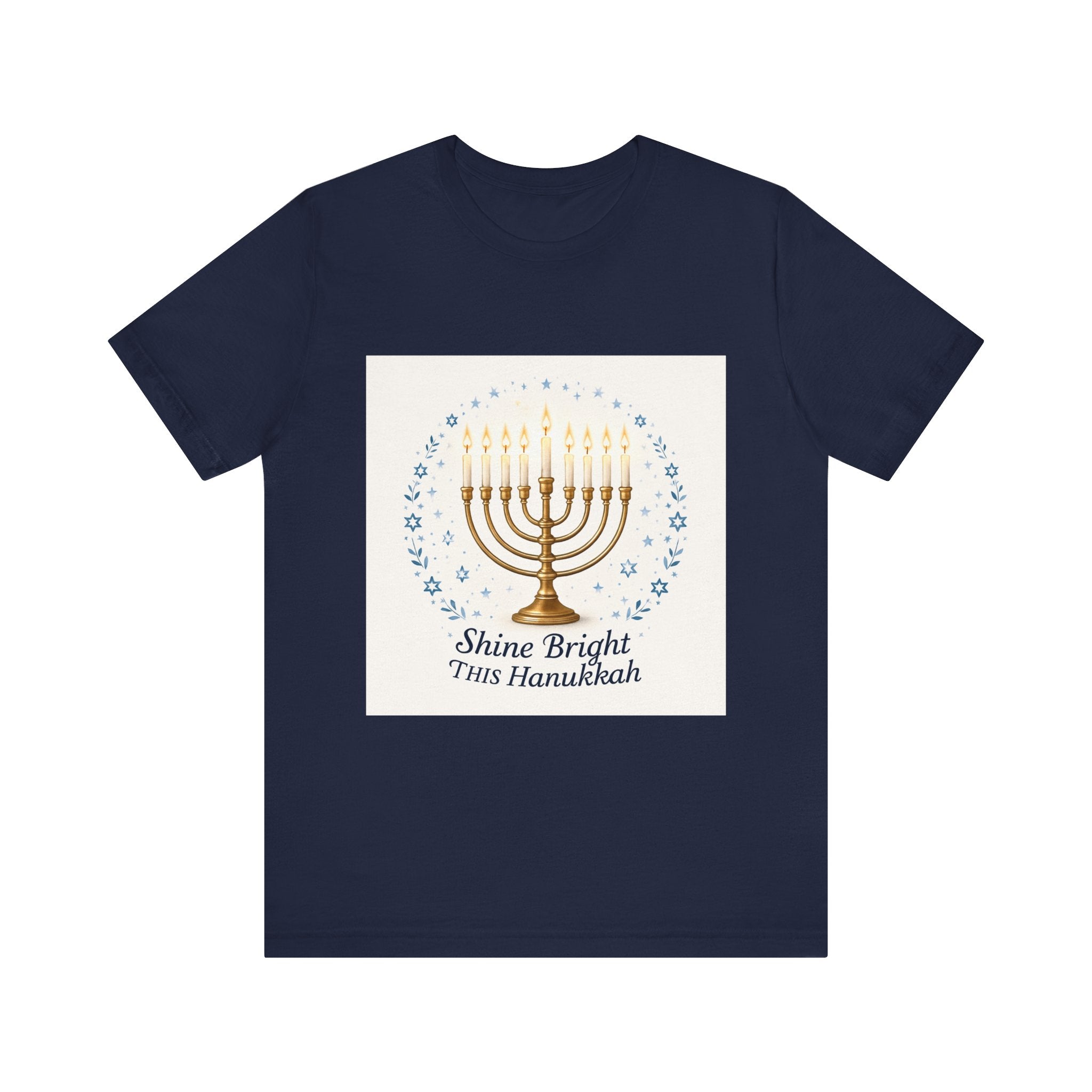 Hanukkah Menorah T‑Shirt — "Shine Bright This Hanukkah" Holiday Tee