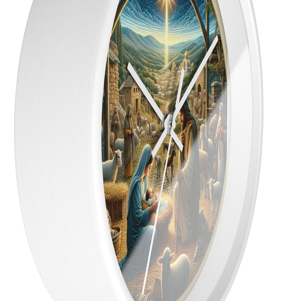 Nativity Scene Wall Clock, Religious Decor, Christmas Gift, Farmhouse Style,