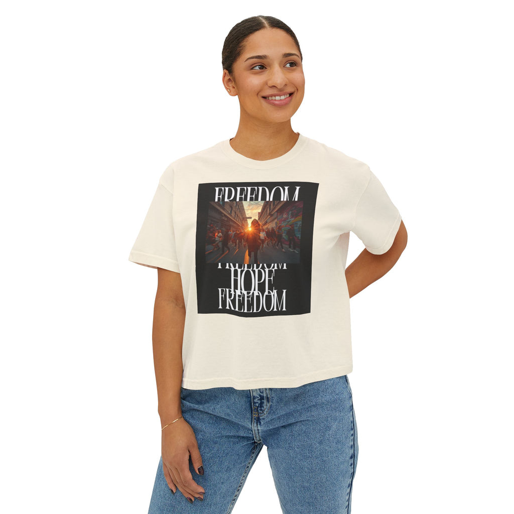 Hope & Freedom Graphic Tee — Women's Boxy T-Shirt