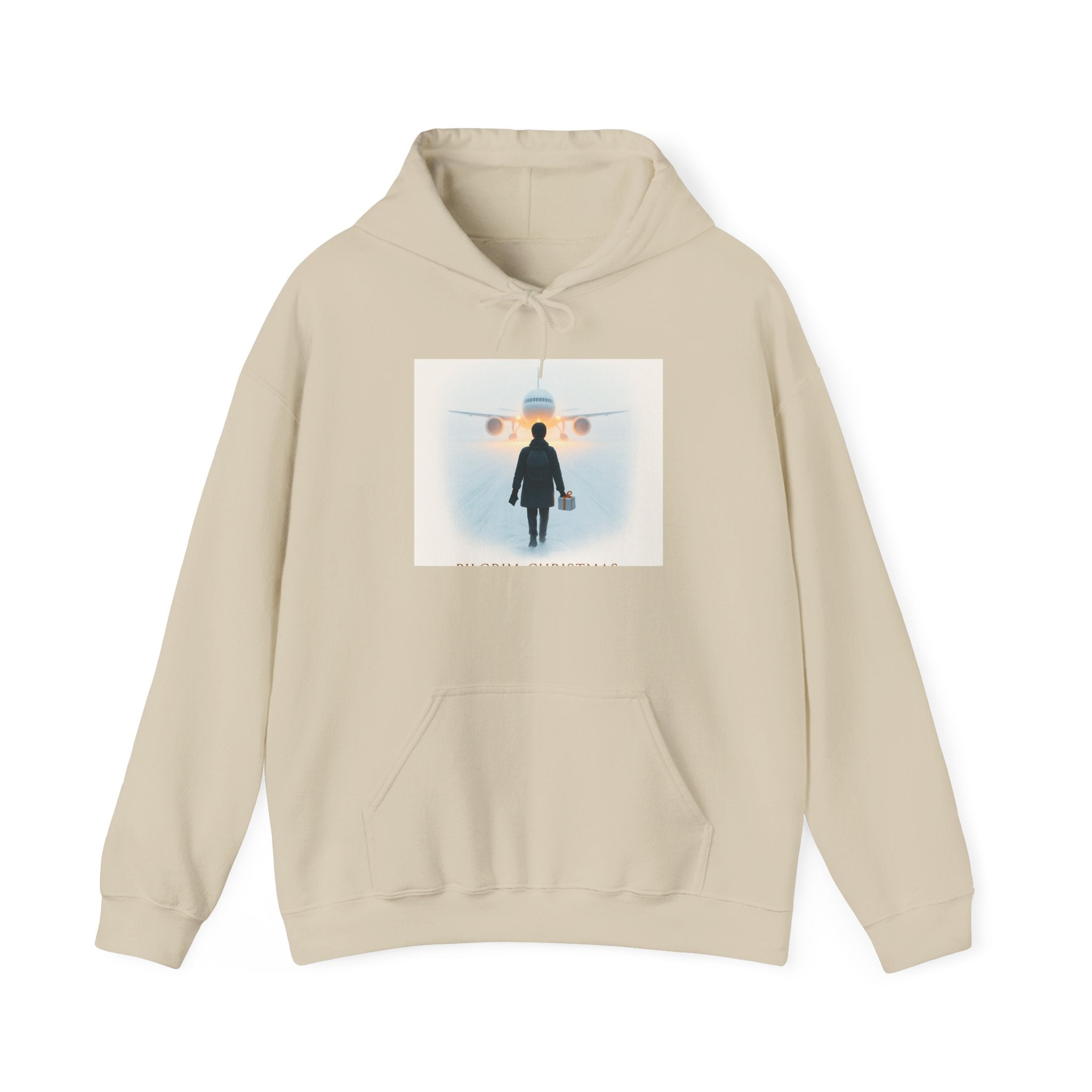 Aviation Traveler Hoodie – Silhouette Walking Toward Plane Graphic Hoodie