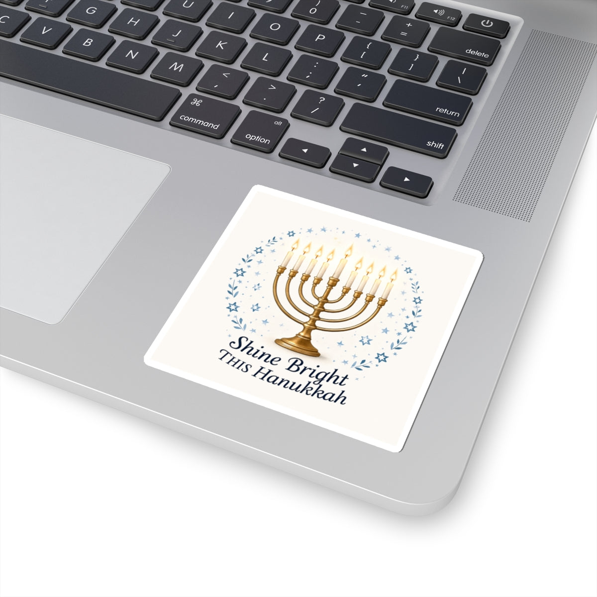 Hanukkah Menorah Sticker - "Shine Bright This Hanukkah" Kiss-Cut Decal