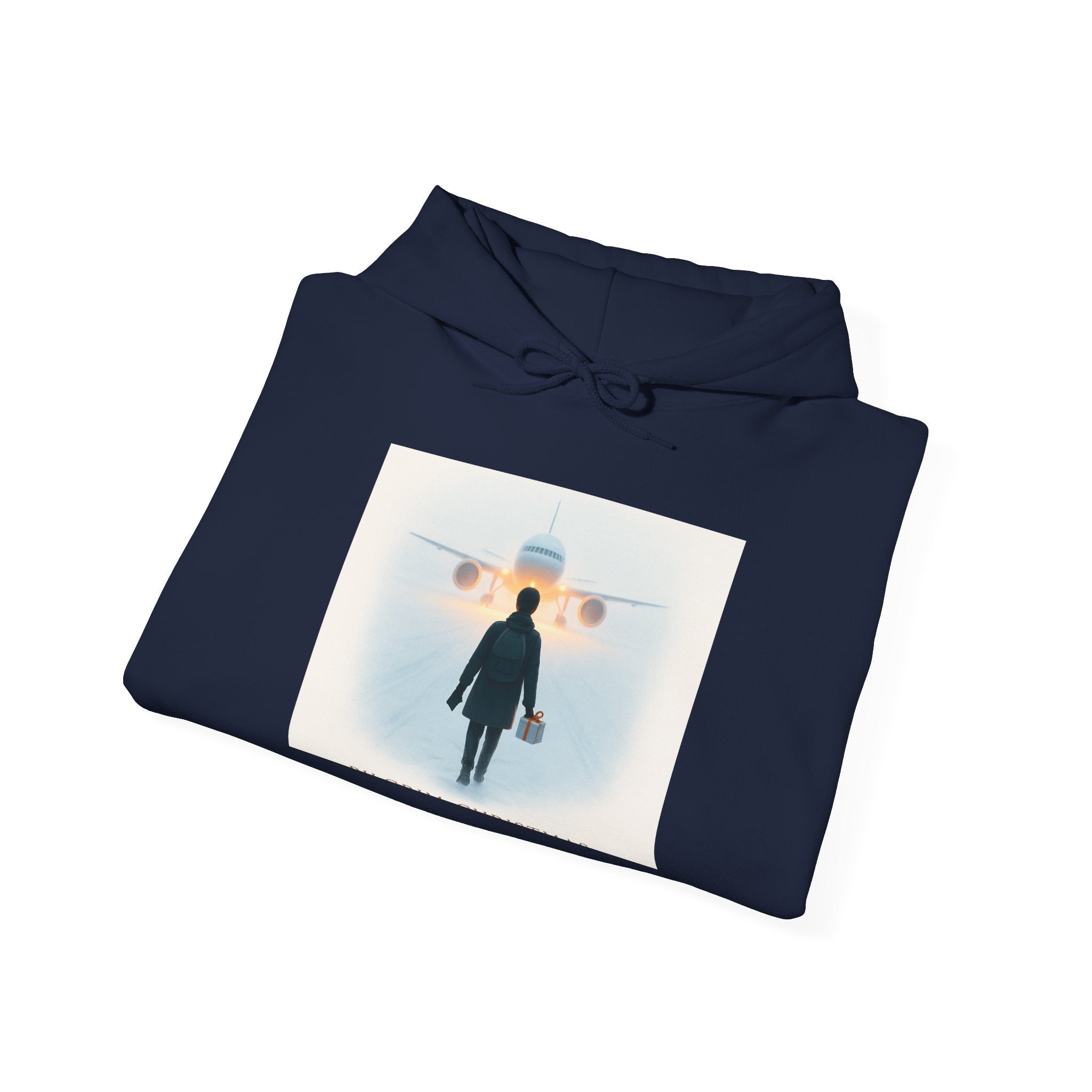 Aviation Traveler Hoodie – Silhouette Walking Toward Plane Graphic Hoodie