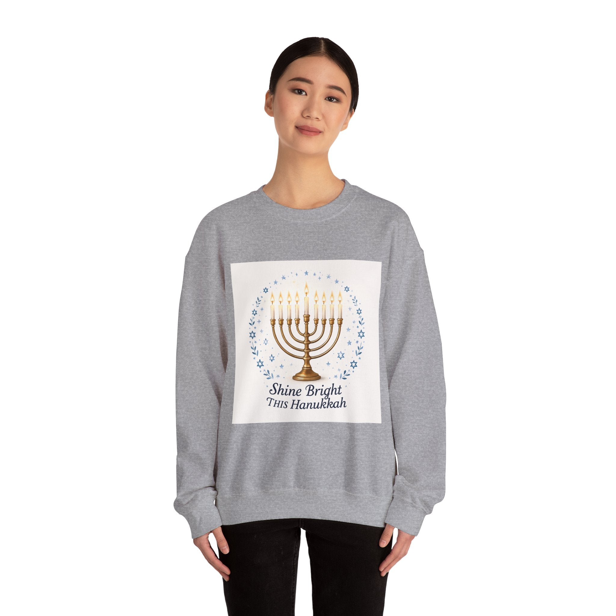 Hanukkah Menorah Sweatshirt – "Shine Bright This Hanukkah" Cozy Holiday Crewneck