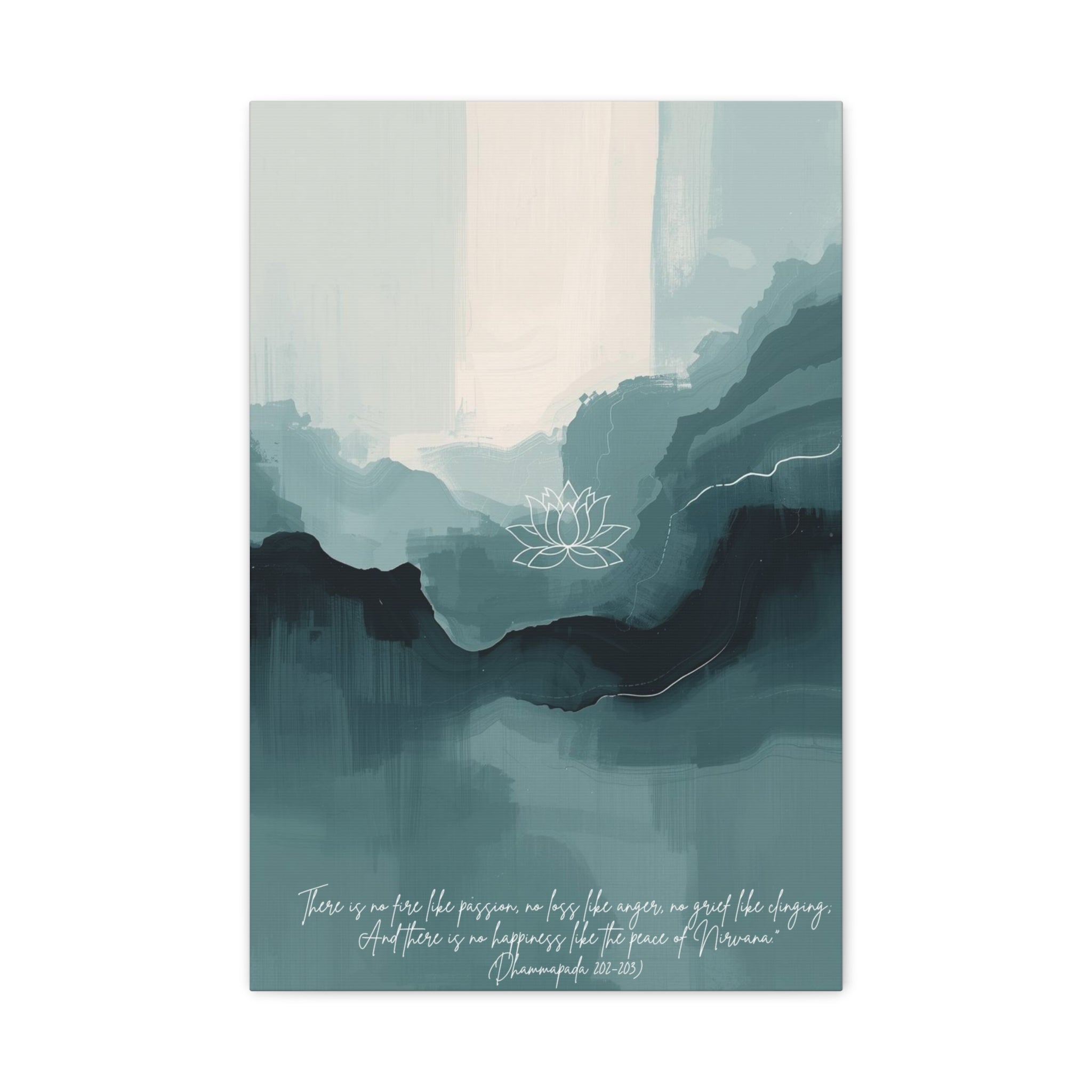 Canvas Wall Art - Calming Abstract Lotus Design, 1 25" Stretched Matte Canvas