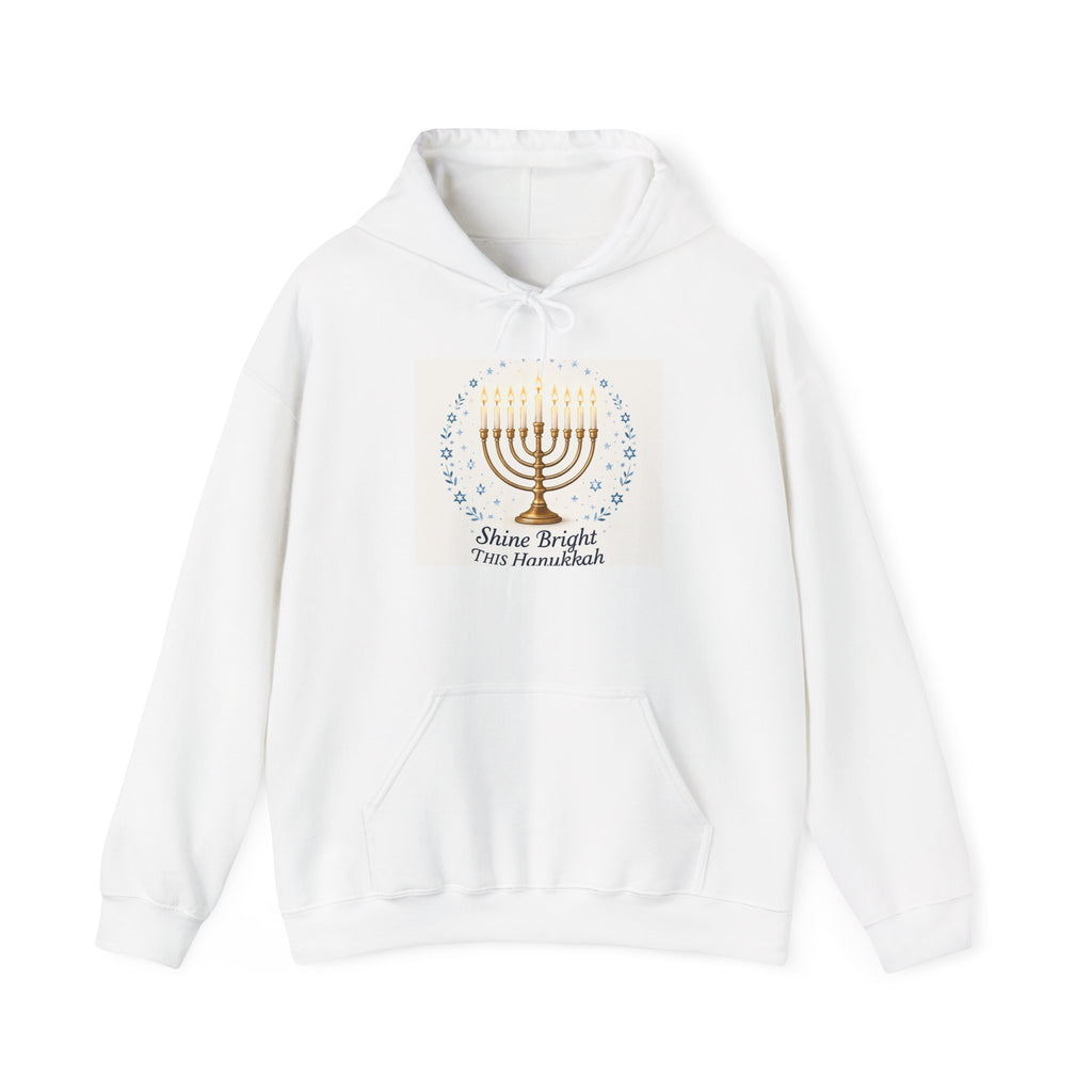Hanukkah Menorah Hoodie - "Shine Bright This Hanukkah" Holiday Sweatshirt