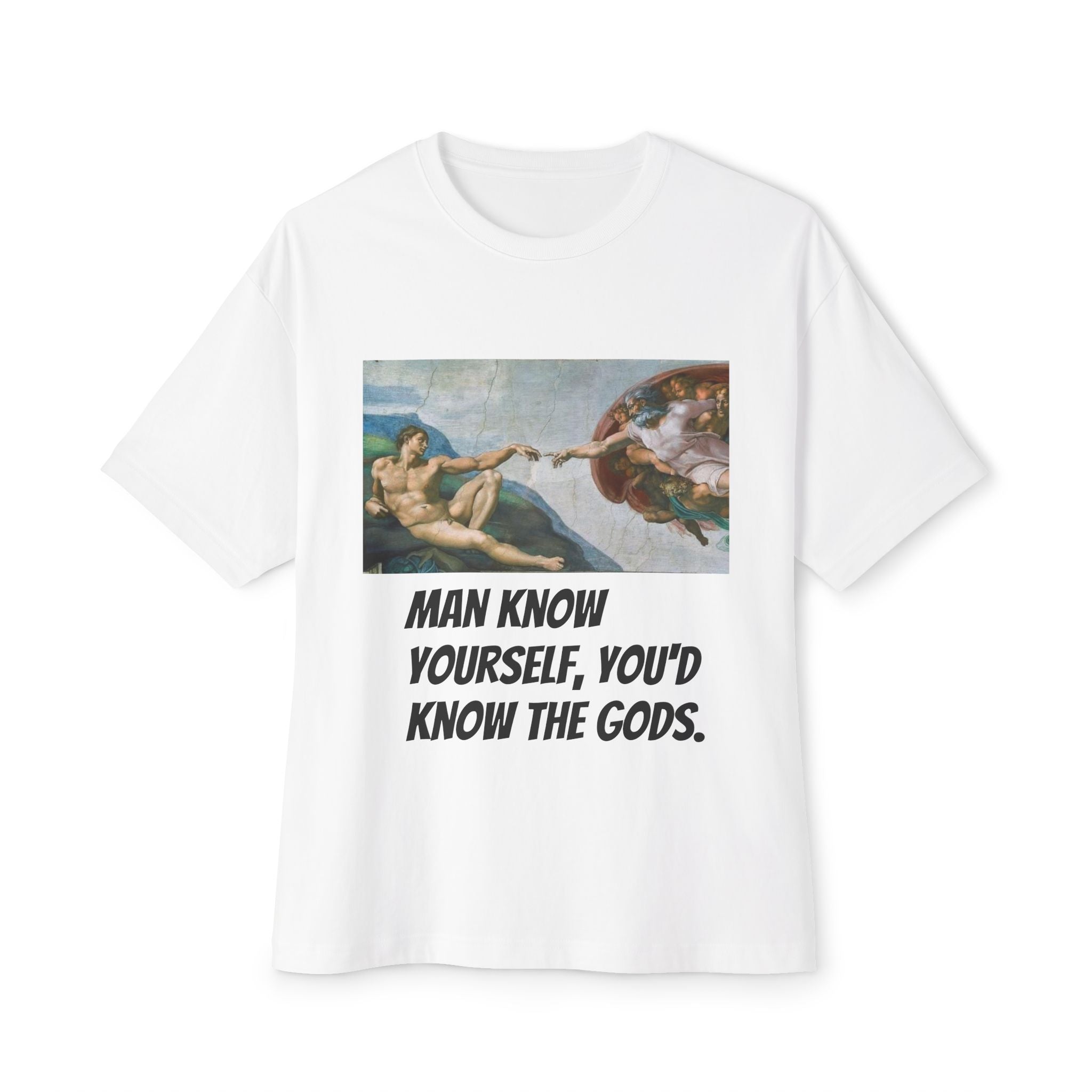 The Creation Of Adam Unisex Oversized Boxy Tee, Michelangelo, Painting