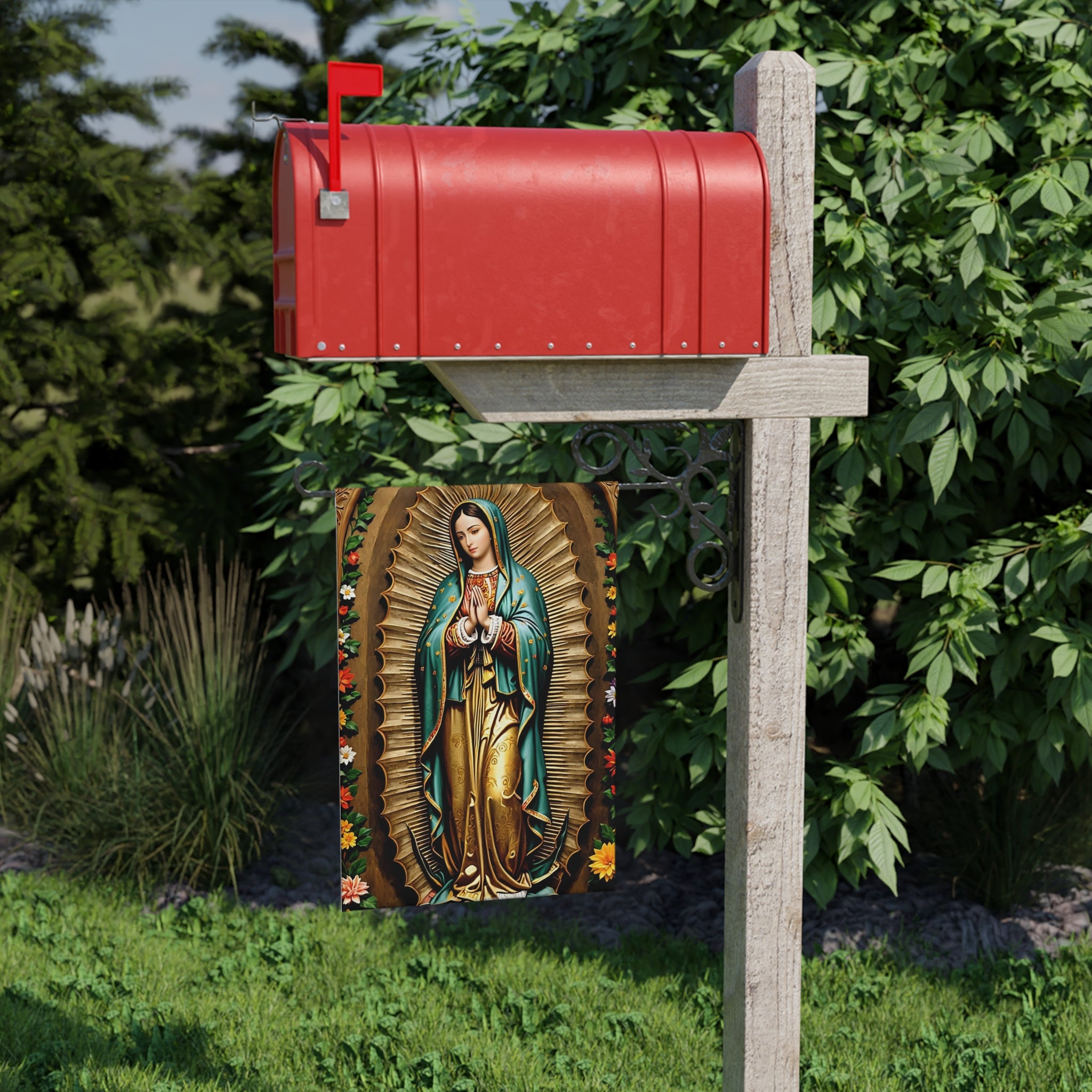 Garden Banner with Virgen de Guadalupe Design | Outdoor Decor for Easter,
