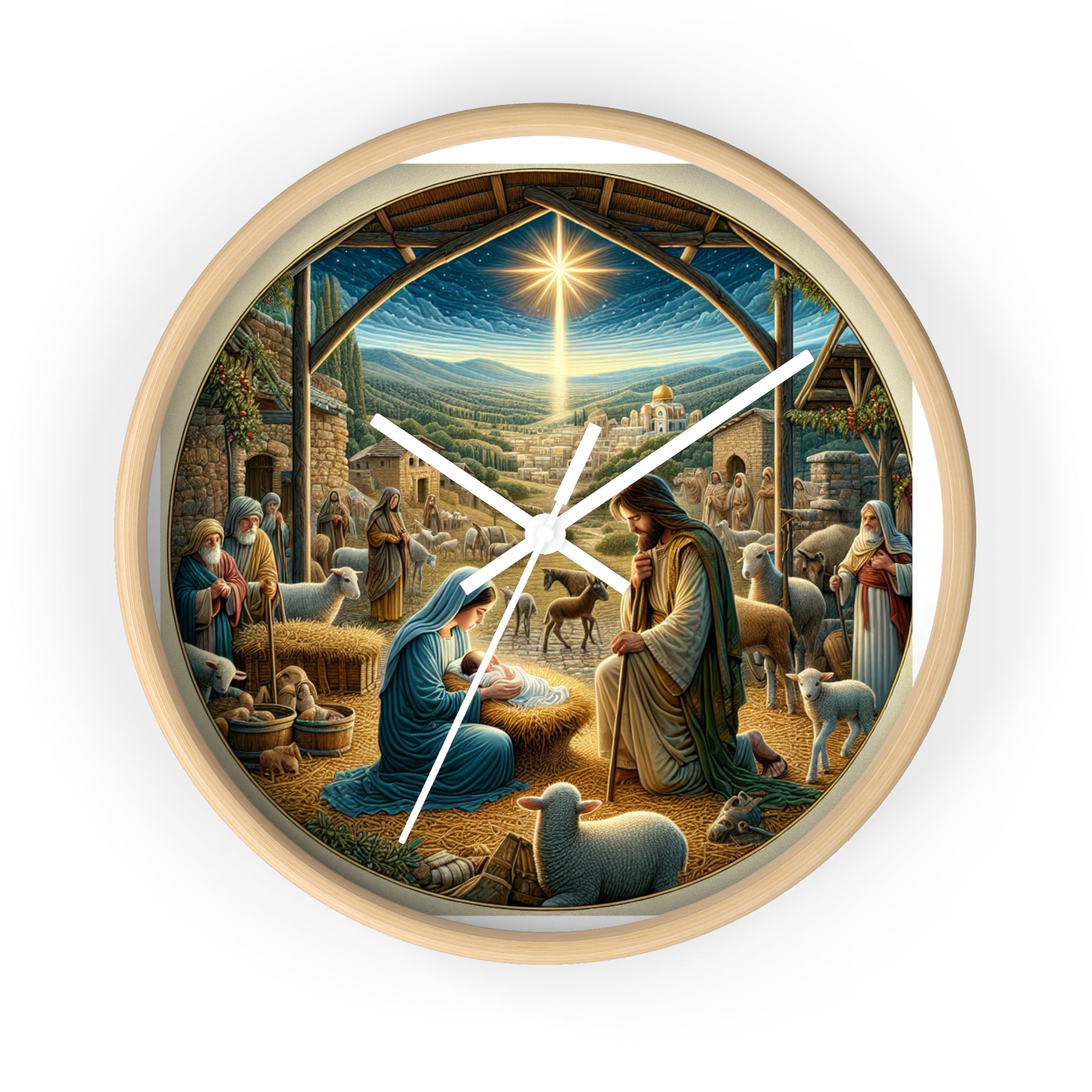 Nativity Scene Wall Clock, Religious Decor, Christmas Gift, Farmhouse Style,