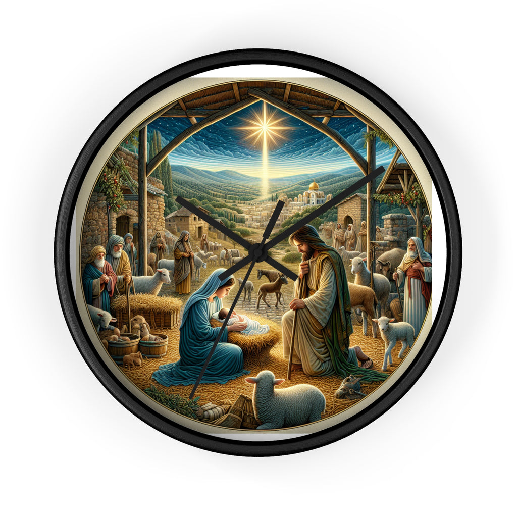 Nativity Scene Wall Clock, Religious Decor, Christmas Gift, Farmhouse Style,