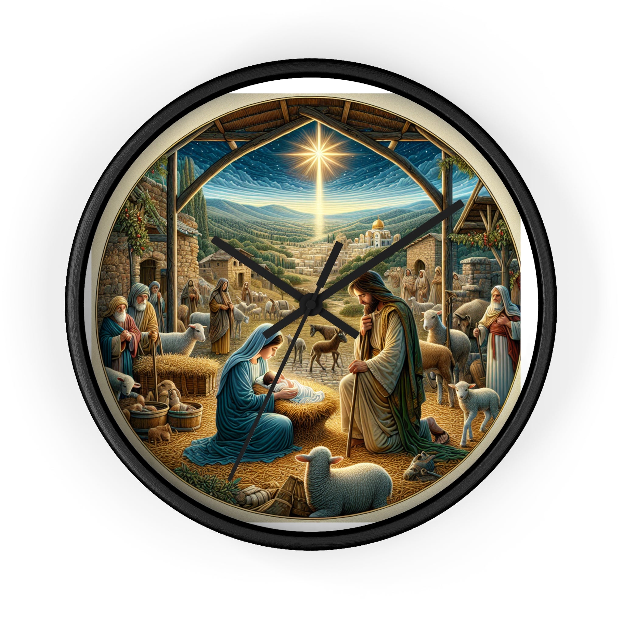 Nativity Scene Wall Clock, Religious Decor, Christmas Gift, Farmhouse Style,