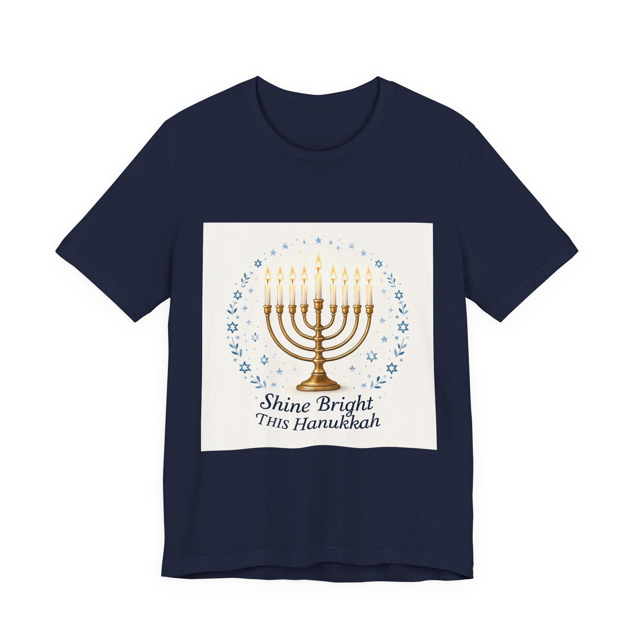 Hanukkah Menorah T‑Shirt — "Shine Bright This Hanukkah" Holiday Tee