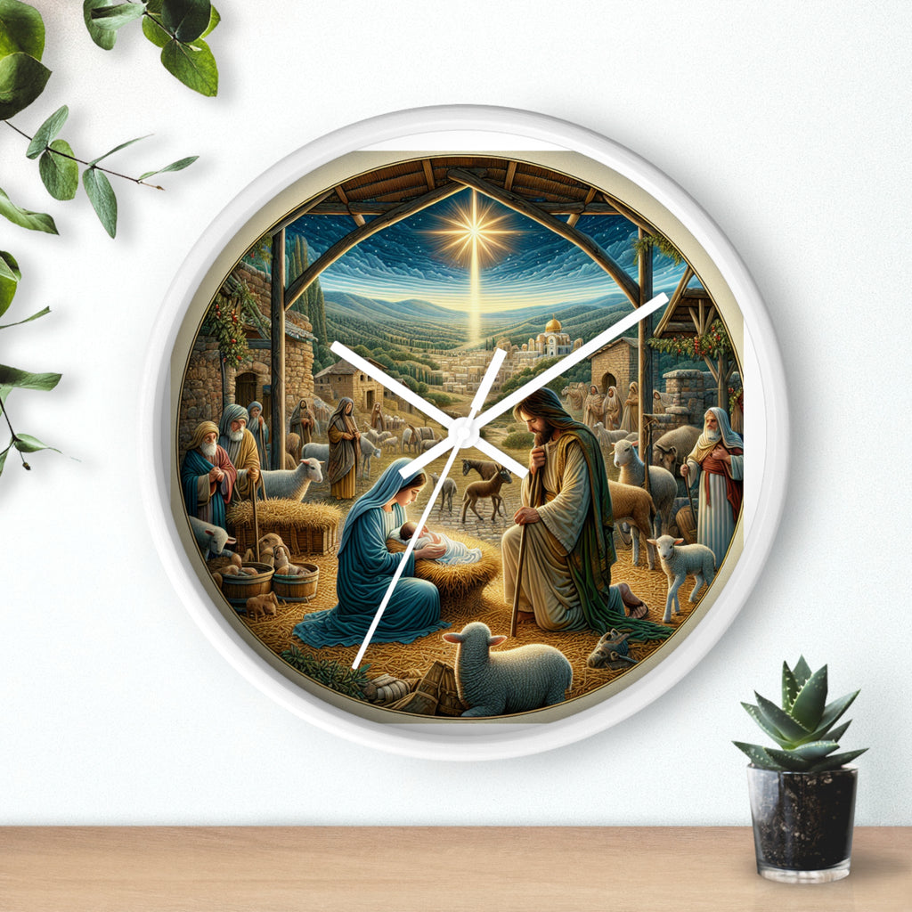 Nativity Scene Wall Clock, Religious Decor, Christmas Gift, Farmhouse Style,