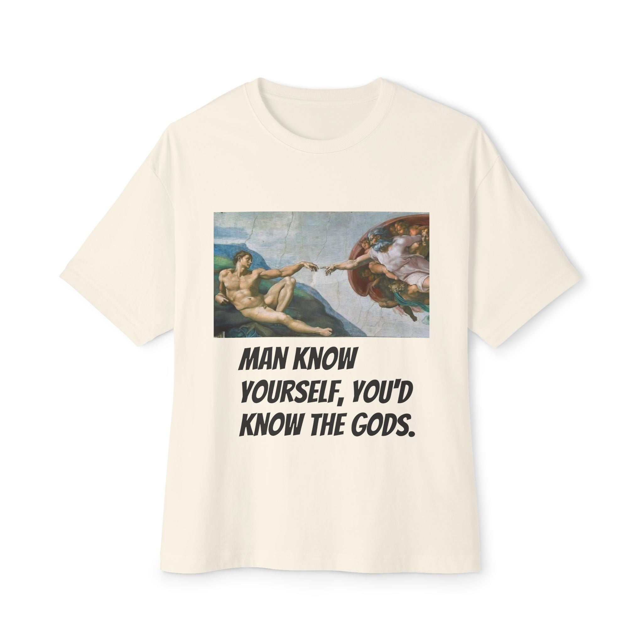 The Creation Of Adam Unisex Oversized Boxy Tee, Michelangelo, Painting