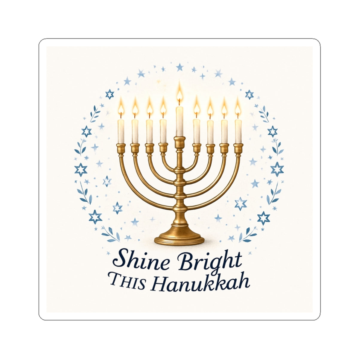 Hanukkah Menorah Sticker - "Shine Bright This Hanukkah" Kiss-Cut Decal