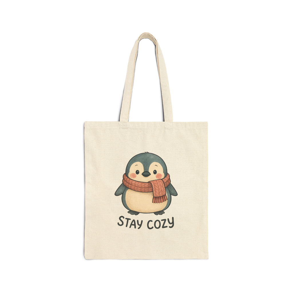 Stay Cozy Penguin Tote Bag | Cute Penguin Illustration