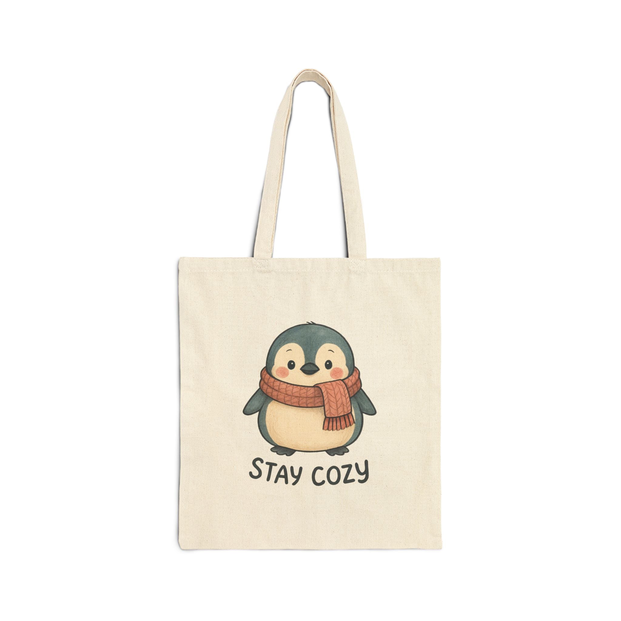Stay Cozy Penguin Tote Bag | Cute Penguin Illustration