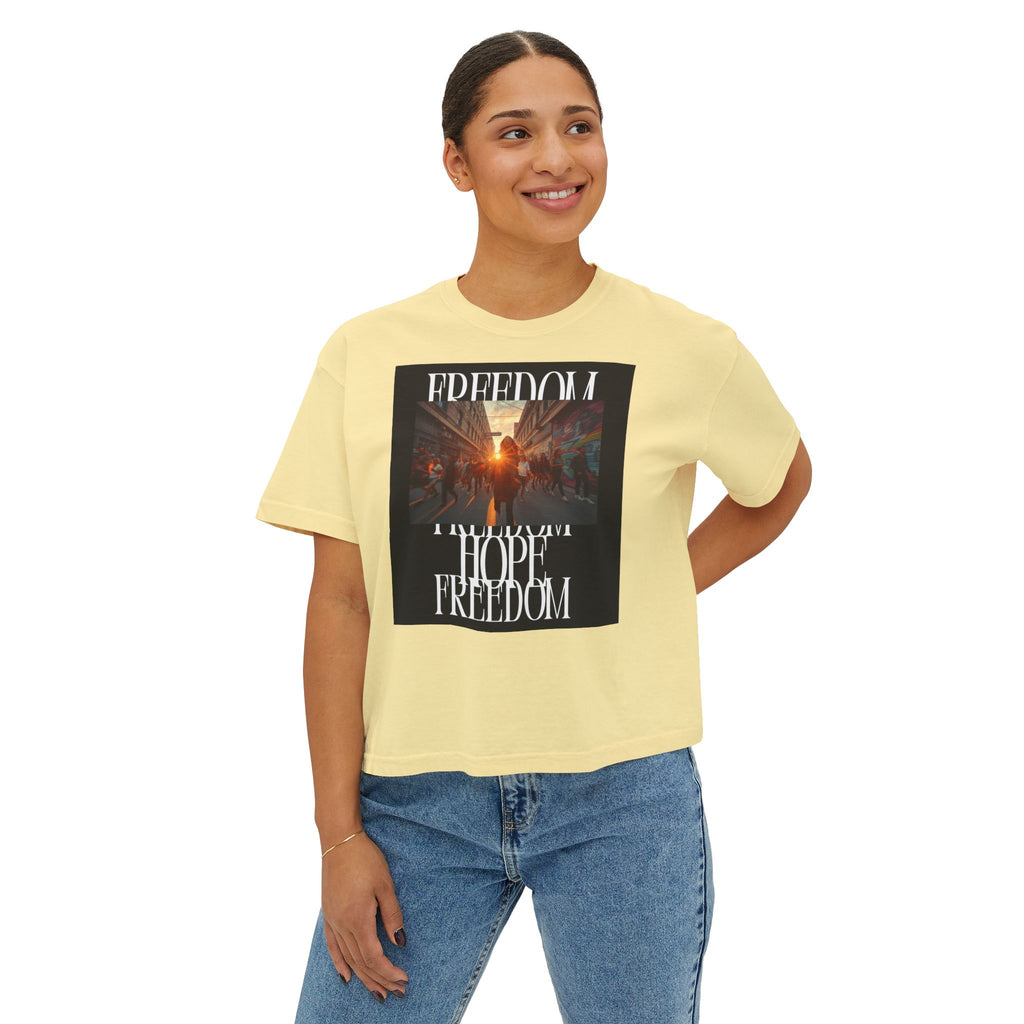 Hope & Freedom Graphic Tee — Women's Boxy T-Shirt