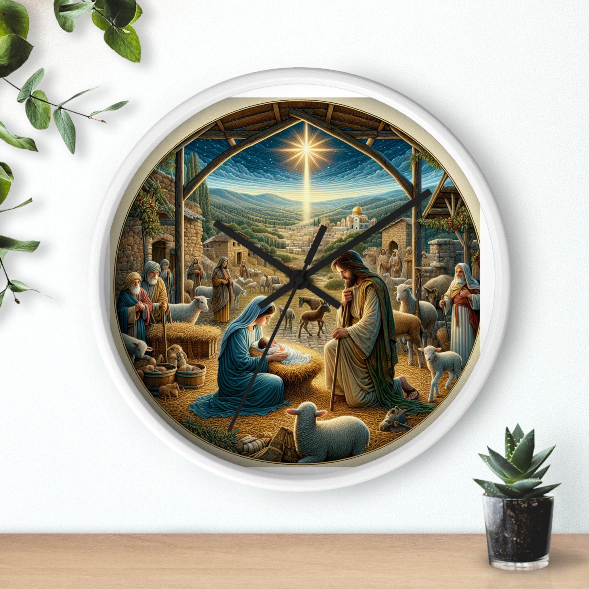 Nativity Scene Wall Clock, Religious Decor, Christmas Gift, Farmhouse Style,