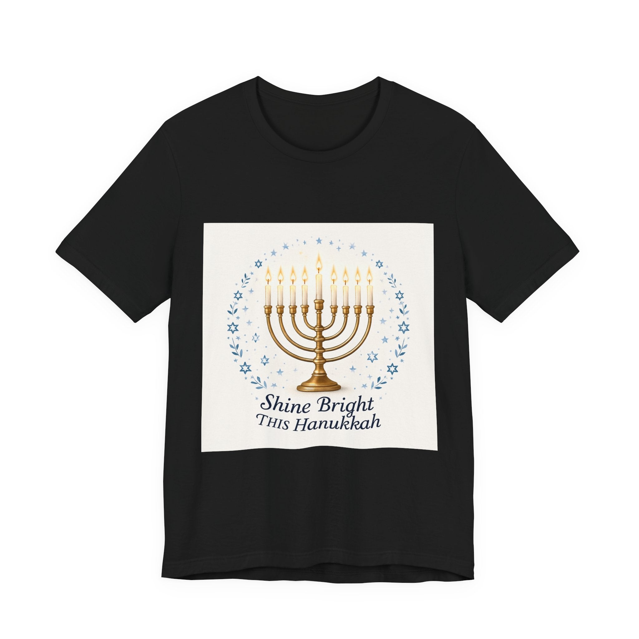Hanukkah Menorah T‑Shirt — "Shine Bright This Hanukkah" Holiday Tee