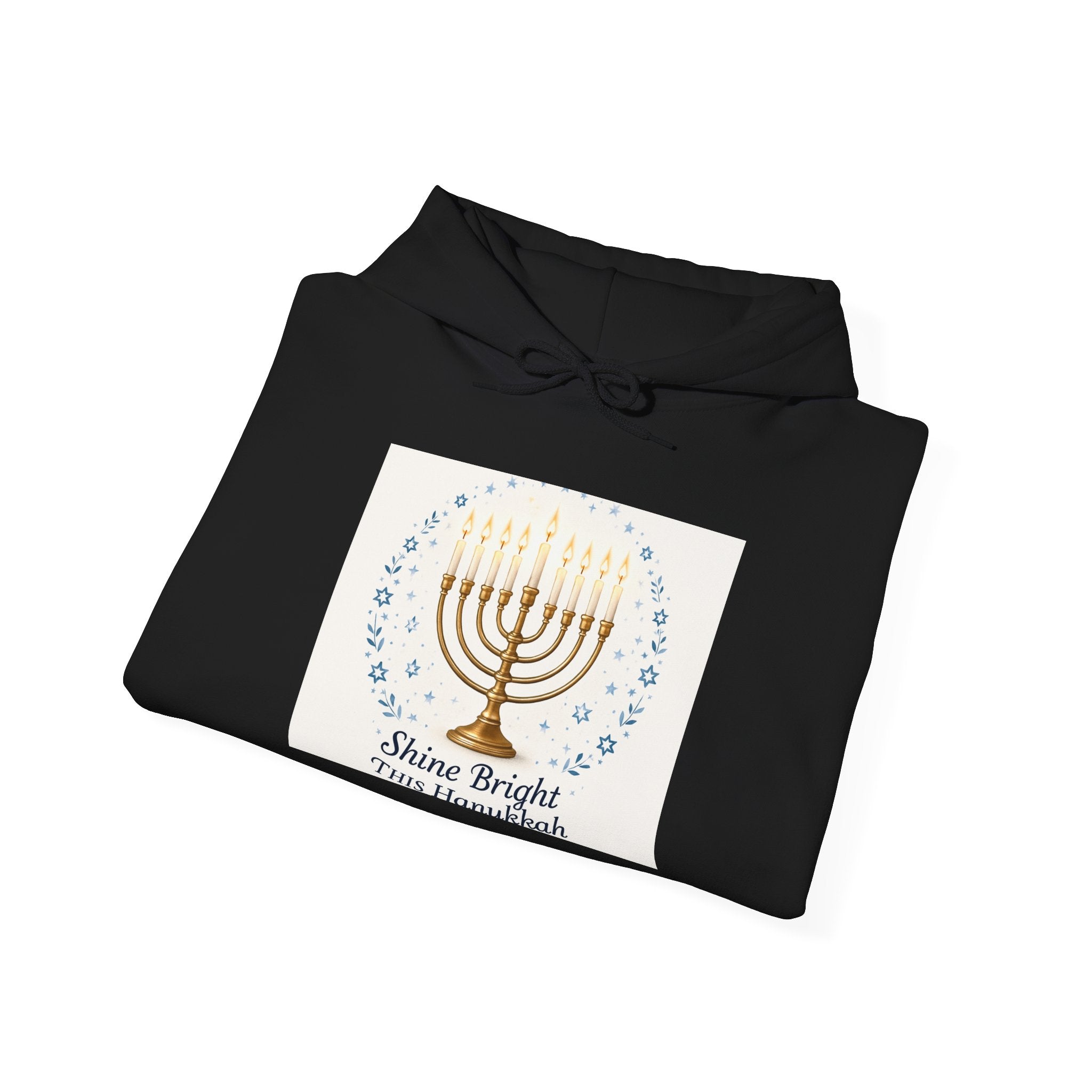 Hanukkah Menorah Hoodie - "Shine Bright This Hanukkah" Holiday Sweatshirt