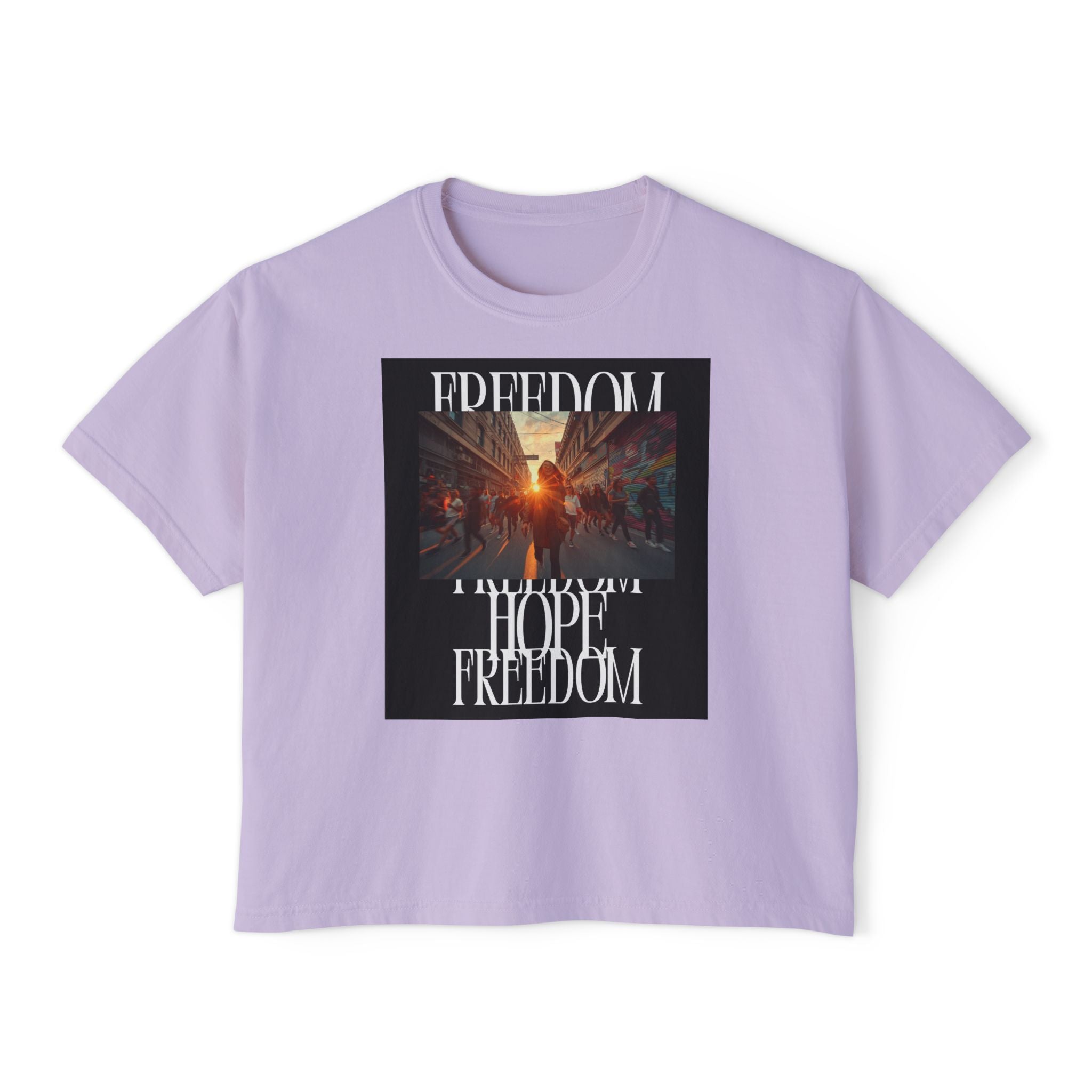 Hope & Freedom Graphic Tee — Women's Boxy T-Shirt