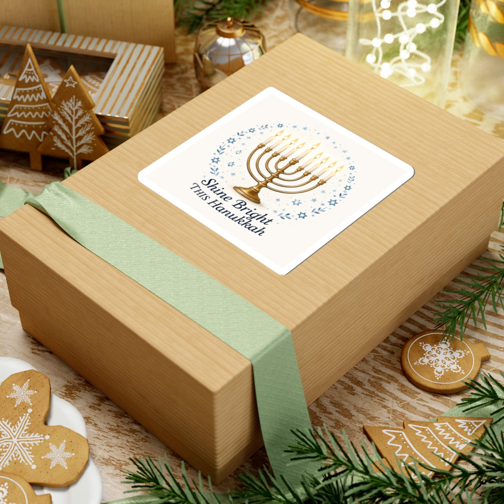 Hanukkah Menorah Sticker - "Shine Bright This Hanukkah" Kiss-Cut Decal