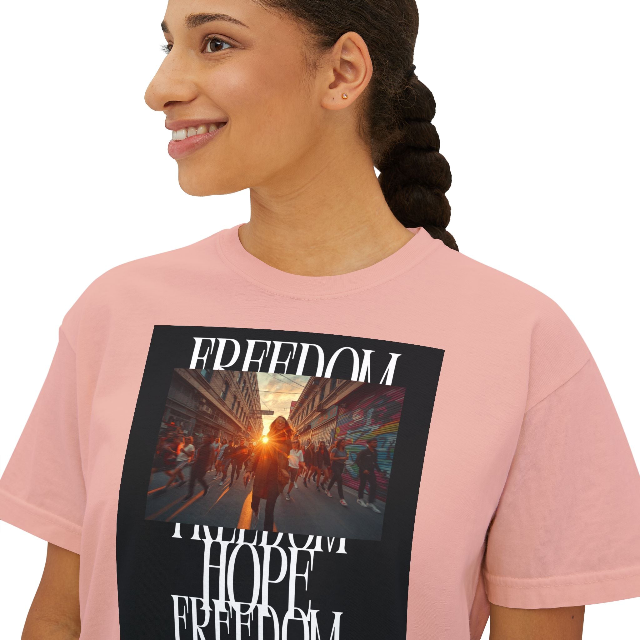 Hope & Freedom Graphic Tee — Women's Boxy T-Shirt