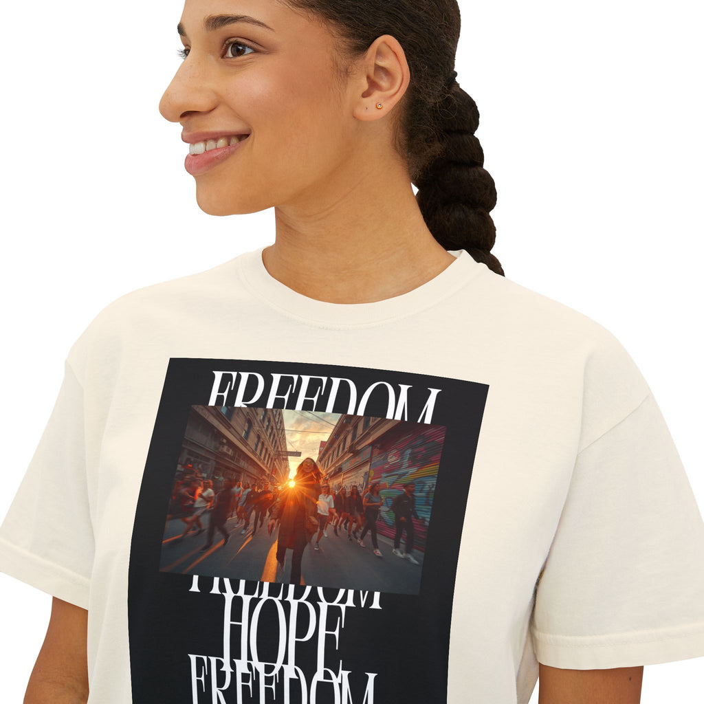 Hope & Freedom Graphic Tee — Women's Boxy T-Shirt