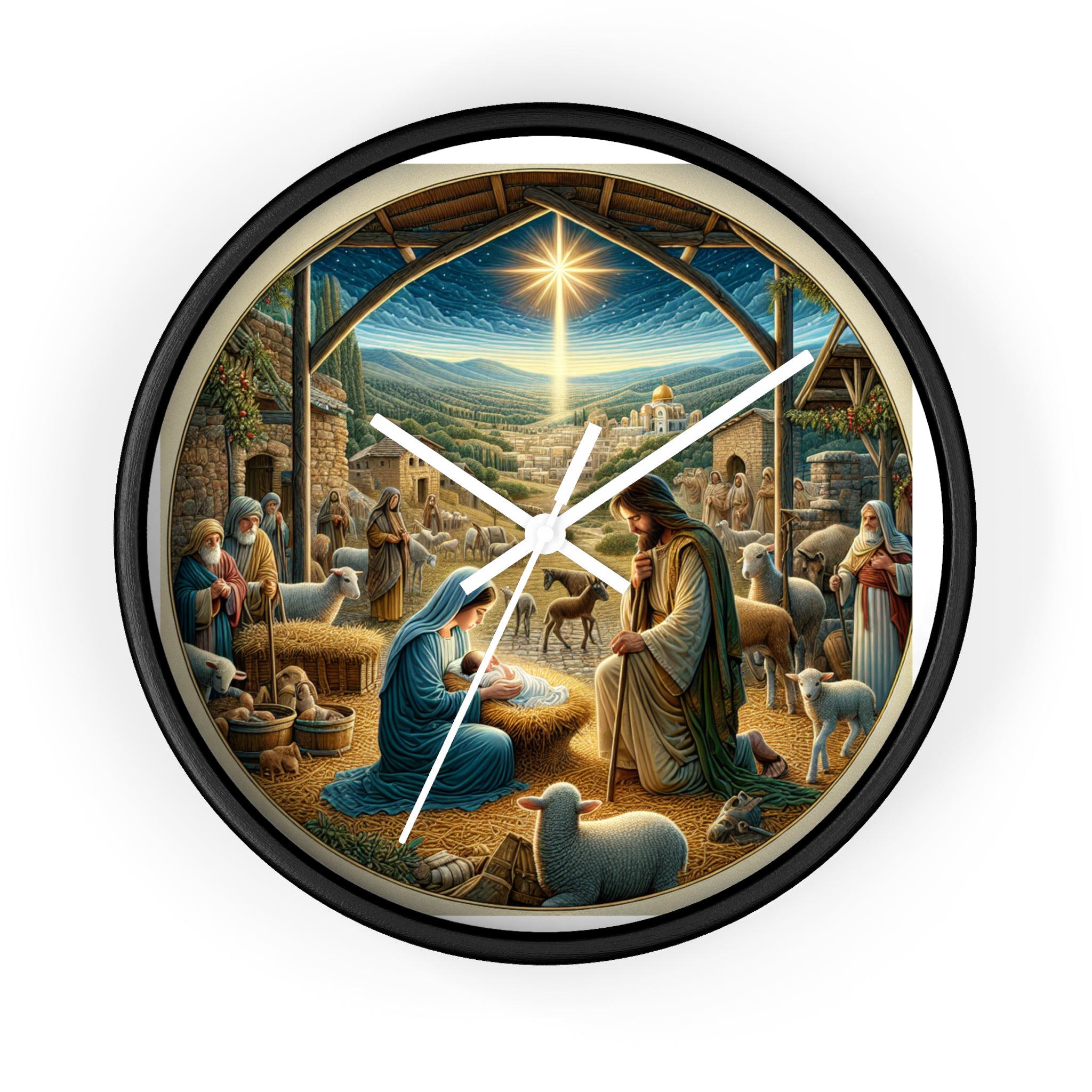 Nativity Scene Wall Clock, Religious Decor, Christmas Gift, Farmhouse Style,