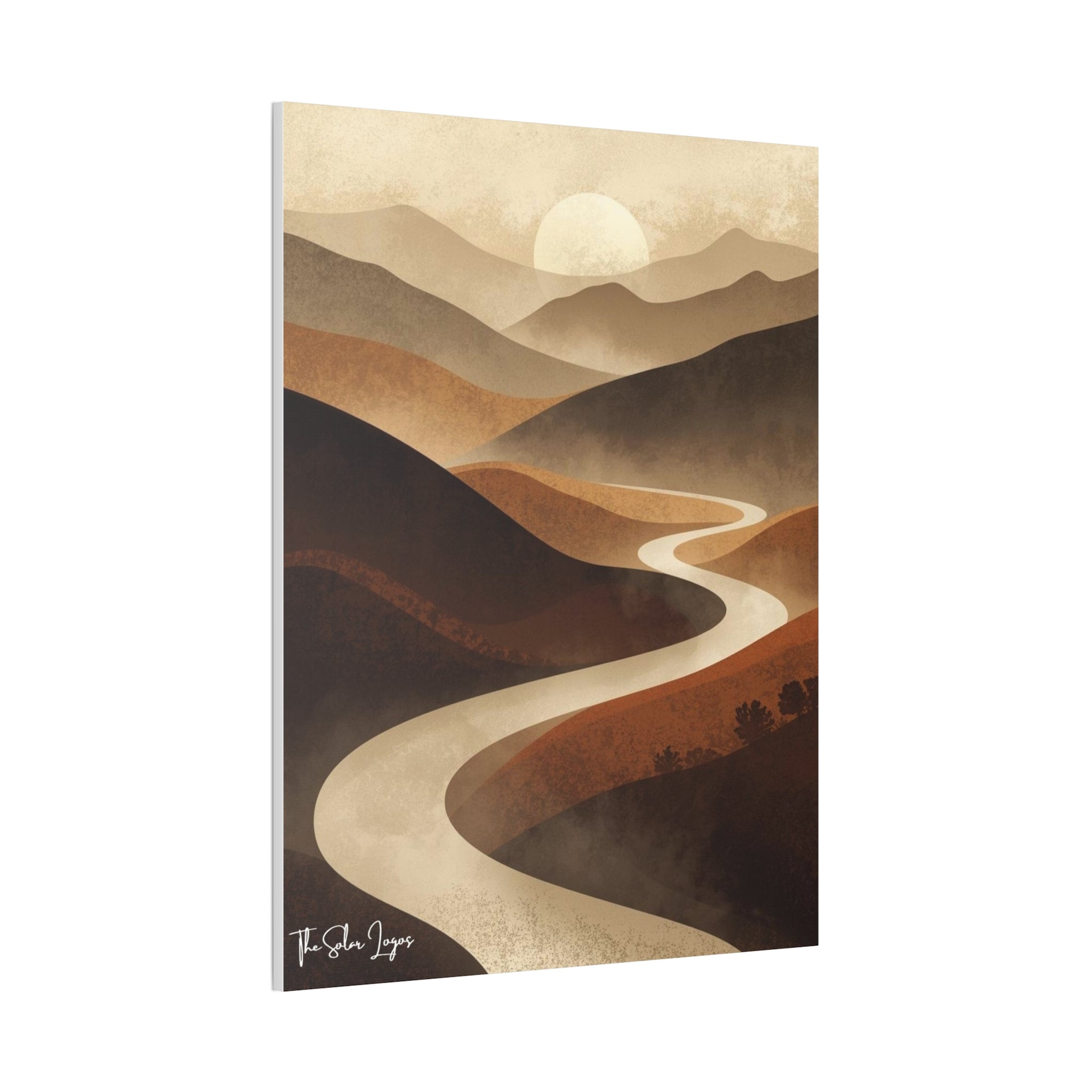 Winding River Abstract Canvas Wall Art — Earth Tone Landscape Print