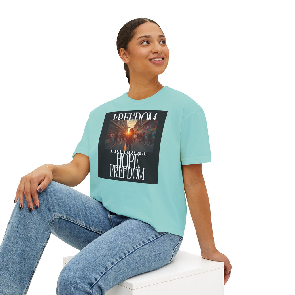 Hope & Freedom Graphic Tee — Women's Boxy T-Shirt