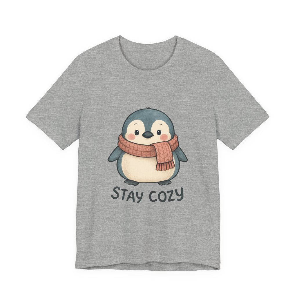 Stay Cozy Penguin T-Shirt | Cute Scarf Illustration