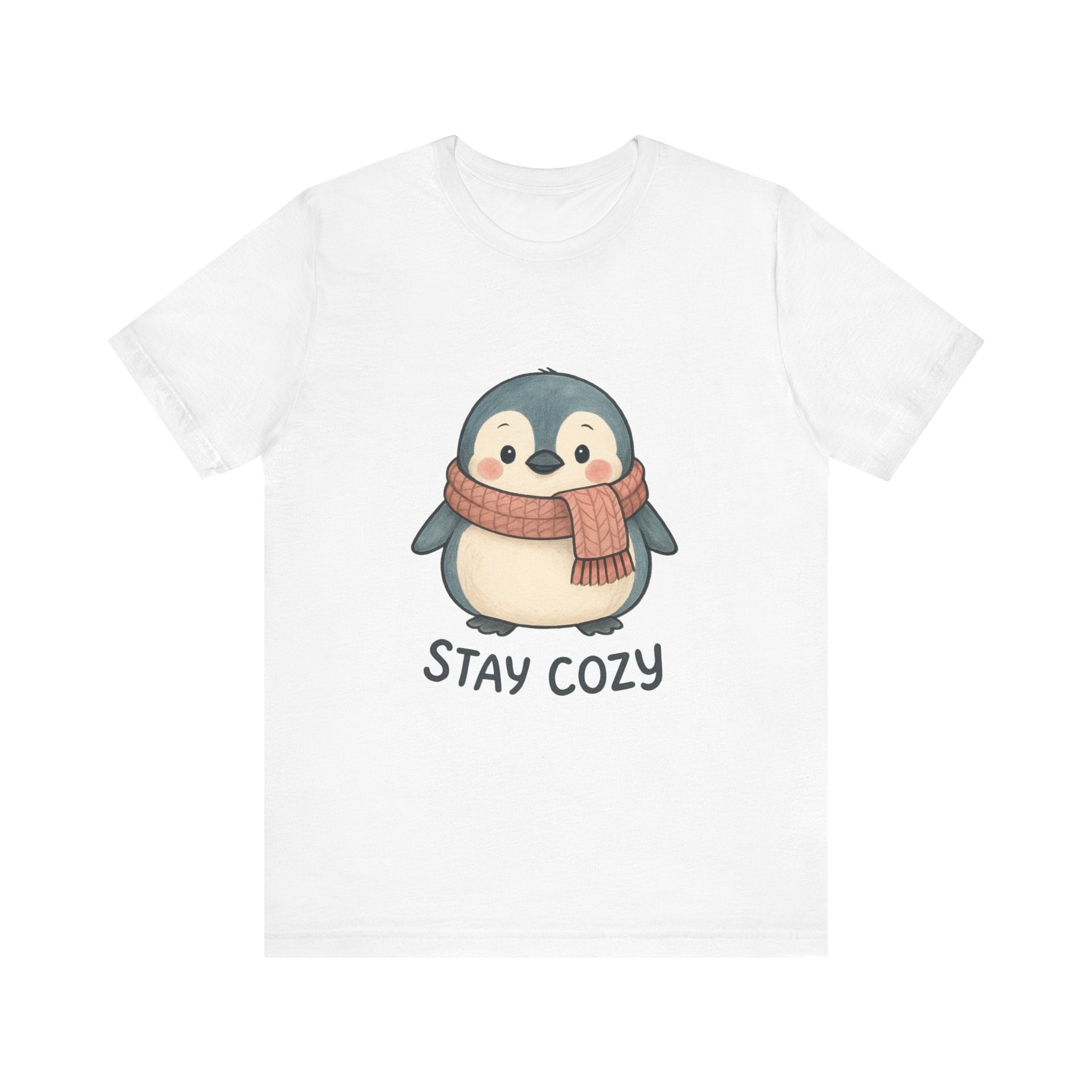 Stay Cozy Penguin T-Shirt | Cute Scarf Illustration