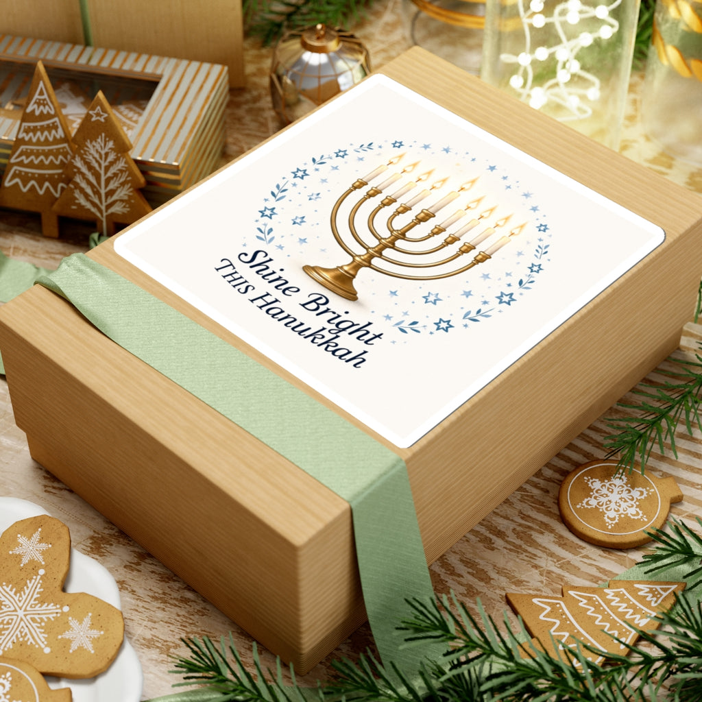 Hanukkah Menorah Sticker - "Shine Bright This Hanukkah" Kiss-Cut Decal