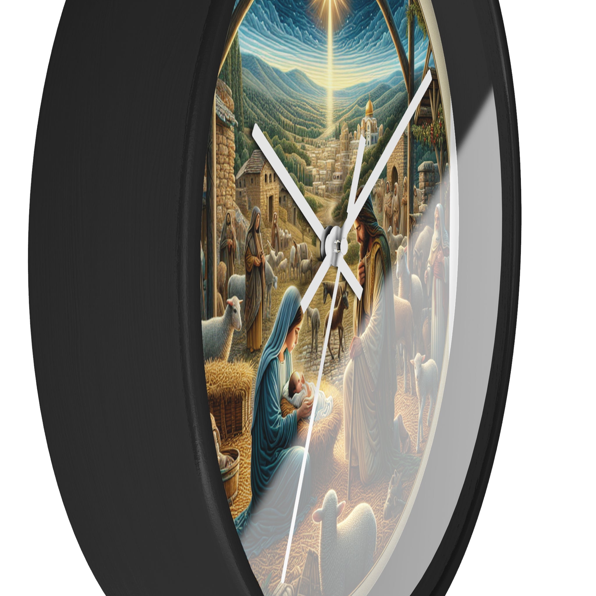 Nativity Scene Wall Clock, Religious Decor, Christmas Gift, Farmhouse Style,