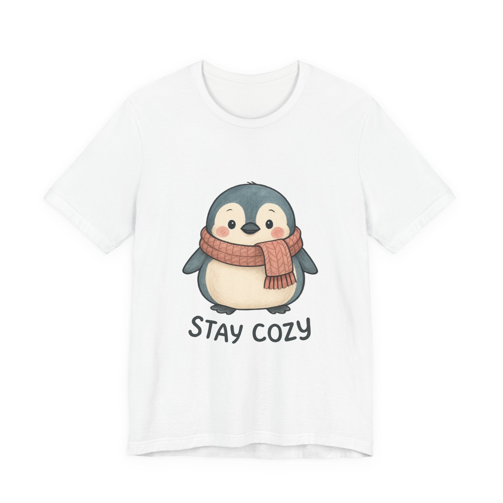 Stay Cozy Penguin T-Shirt | Cute Scarf Illustration