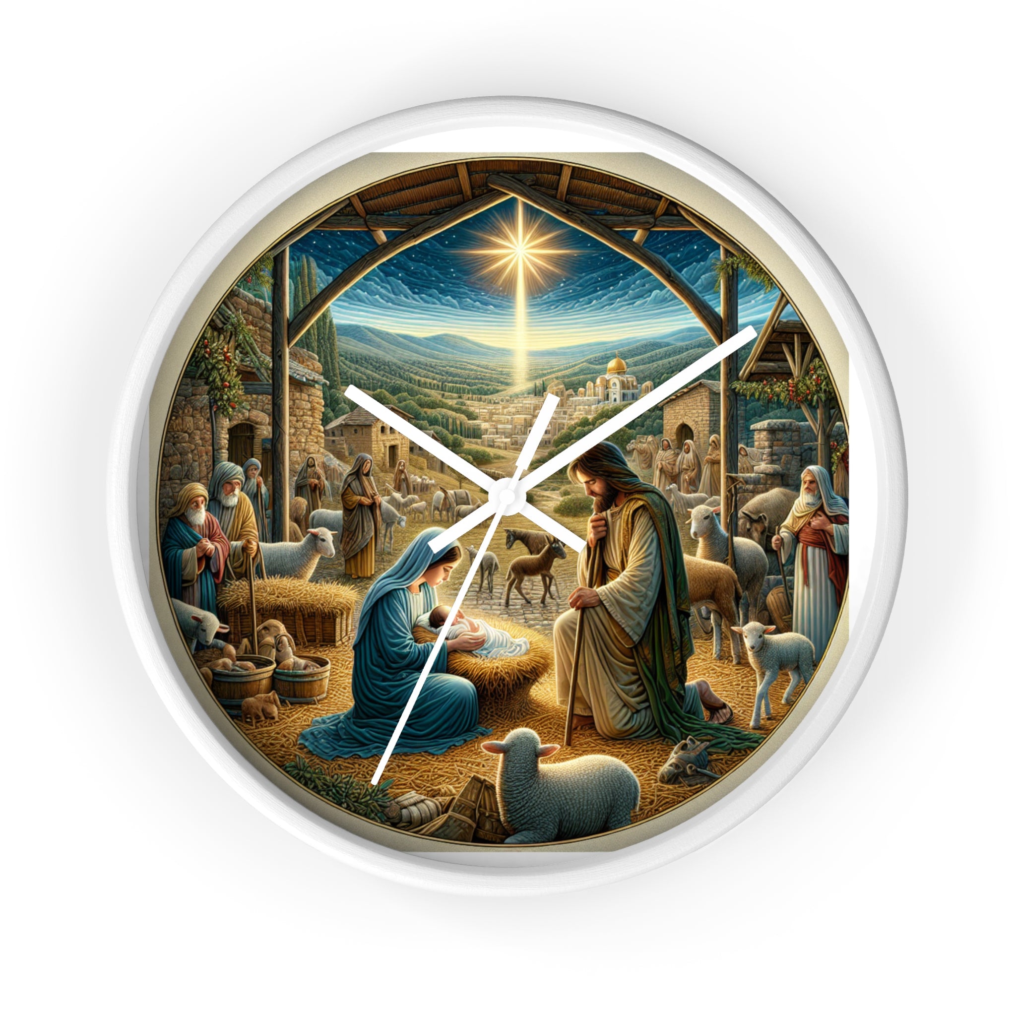 Nativity Scene Wall Clock, Religious Decor, Christmas Gift, Farmhouse Style,