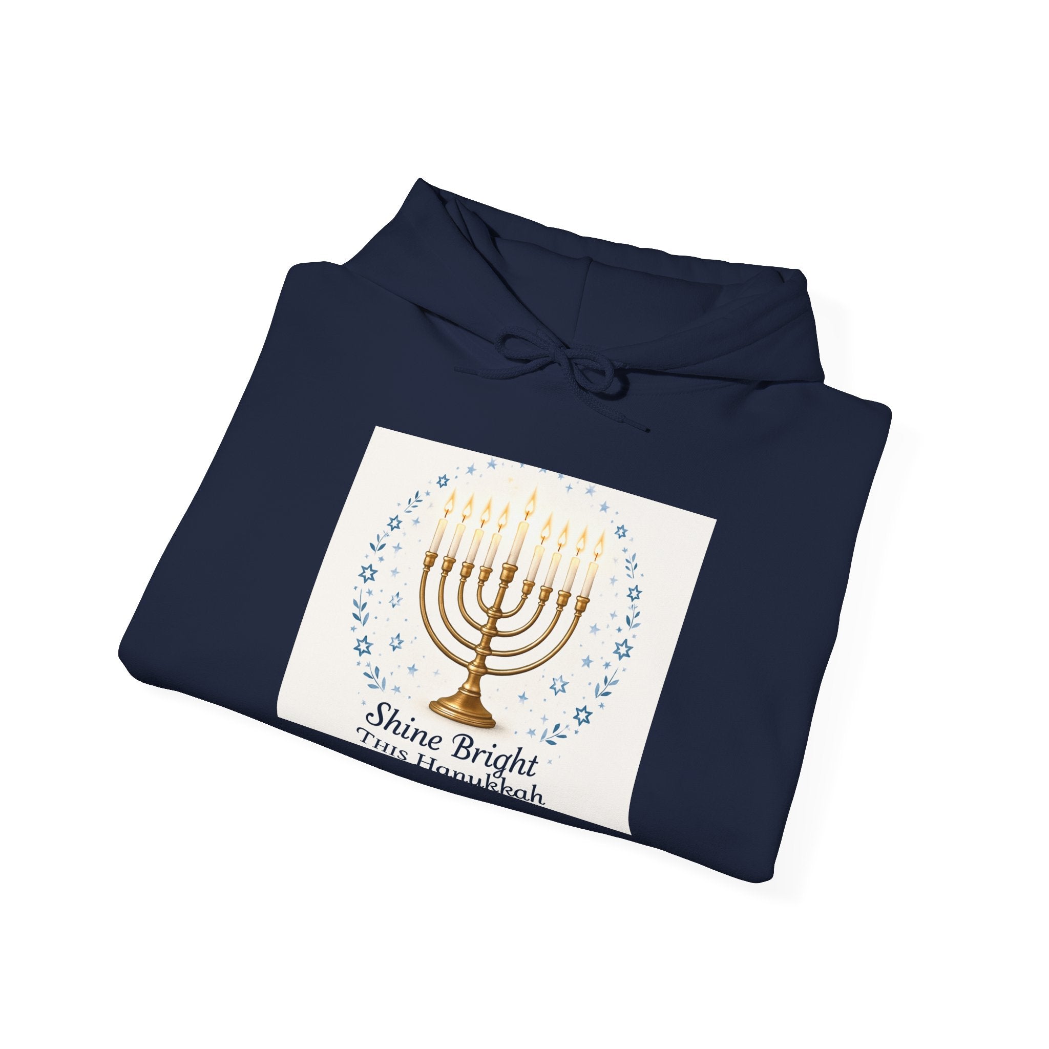 Hanukkah Menorah Hoodie - "Shine Bright This Hanukkah" Holiday Sweatshirt